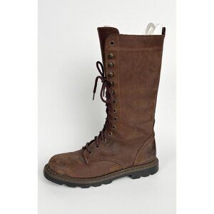 La Canadienne Lace Up Tall Combat Boots Winter Full Grain Leather Made In Canada